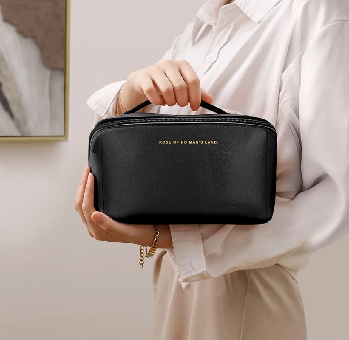 Bolsa de Maquillaje Portátil Tela de Cuero