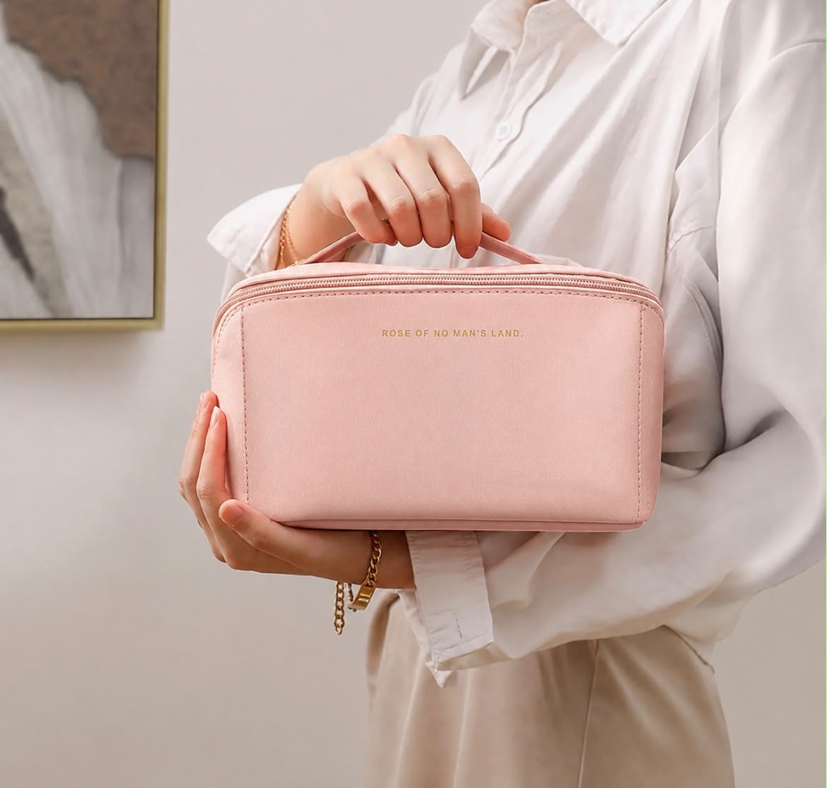 Bolsa de Maquillaje Portátil Tela de Cuero